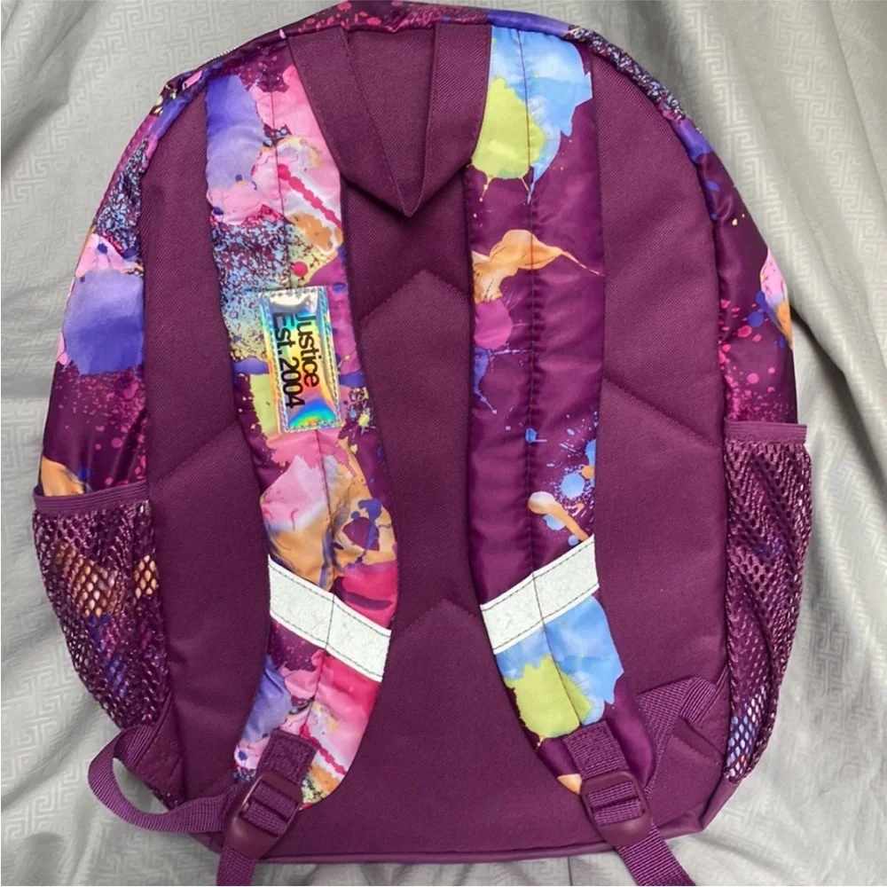Justice Backpack Purple Splatter